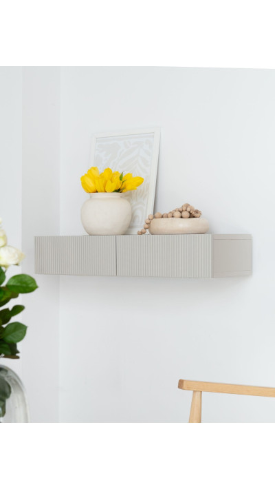 Konsola przyścienna ryflowana – nowoczesna konsola do salonu i przedpokoju, minimalistyczna konsola wisząca Konsola przyścienna ryflowana – nowoczesna konsola do salonu i przedpokoju, minimalistyczna konsola wisząca
