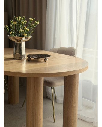 Round Extendable Oak Table | Wooden Table for the Dining Room and Living Room