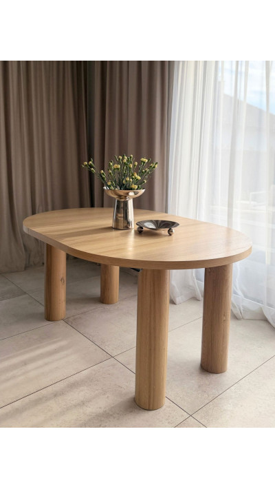 Round Extendable Oak Table | Wooden Table for the Dining Room and Living Room