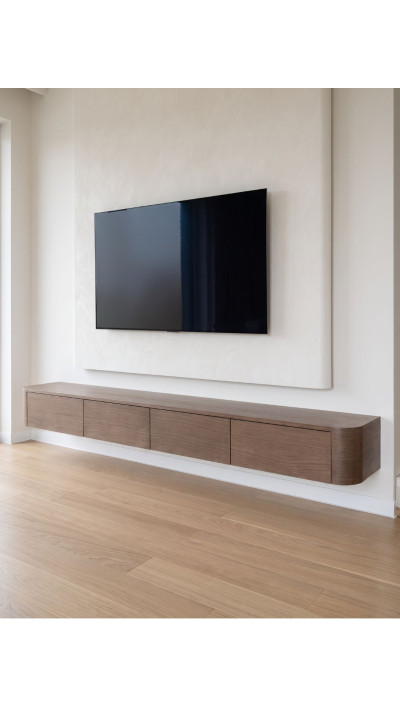 The LAVENA Minimalist Custom TV Cabinet in Natural Oak Veneer