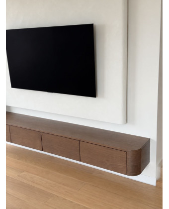 LAVENA TV Cabinet with Rounded Sides and Natural Oak Veneer