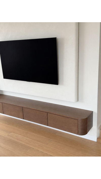 The LAVENA modern wall-mounted TV cabinet with rounded sides