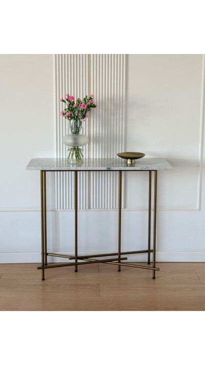 NEW YORK Marble Console Table – Gold Legs | Papierówka