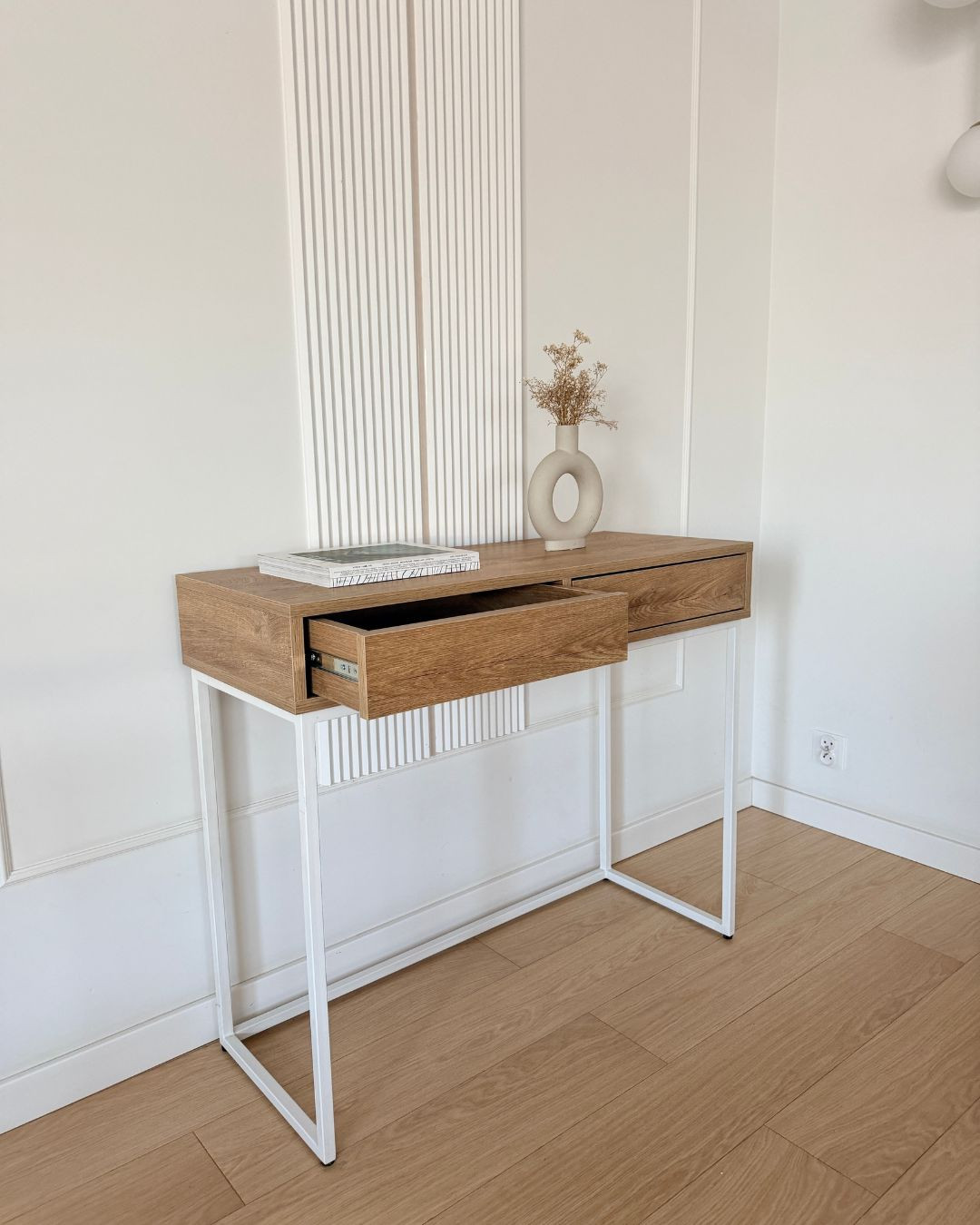ELLA Console Table with Drawers – White Frame | Papierówka