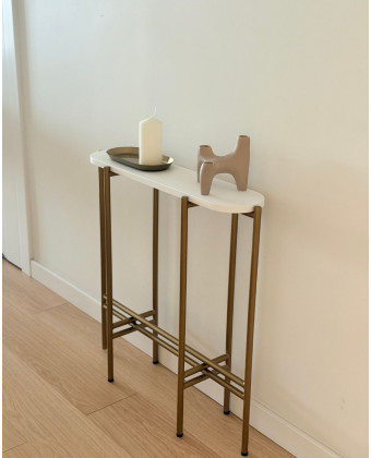 BELONA Console Table – Matte White, Gold Legs | Papierówka