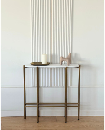 BELONA Console Table – Matte White, Gold Legs | Papierówka