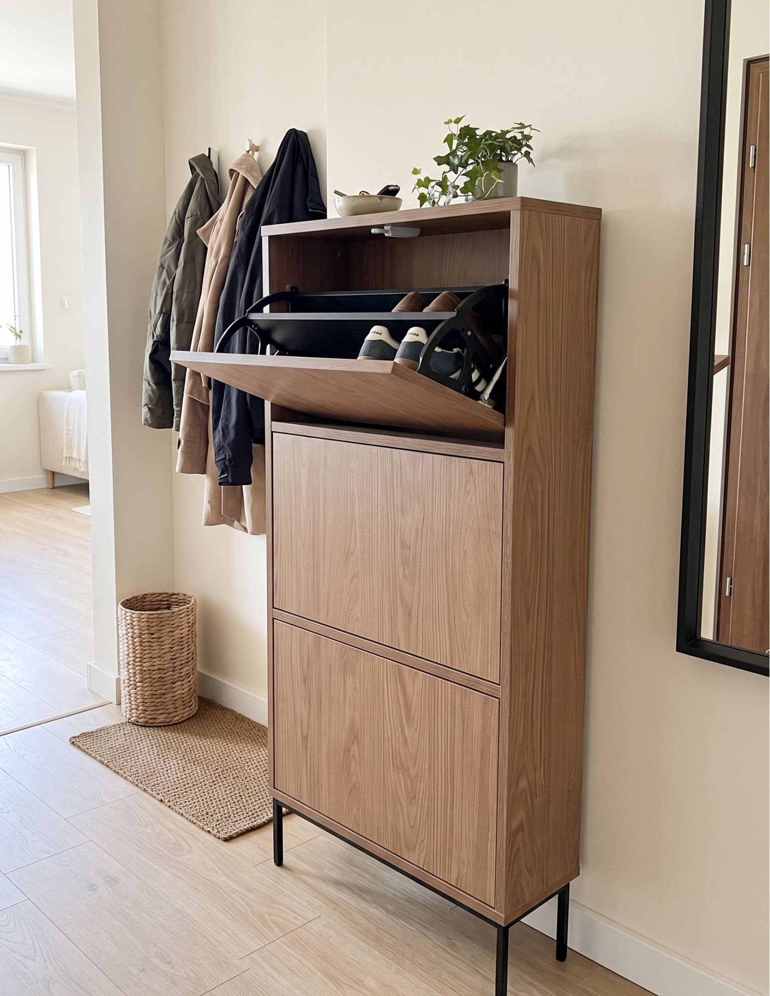 Narrow 20-cm Shoe Cabinet – Casella Brown Oak | Papierówka