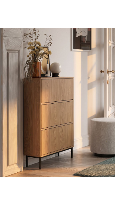 Narrow 20-cm Shoe Cabinet – Casella Brown Oak | Papierówka