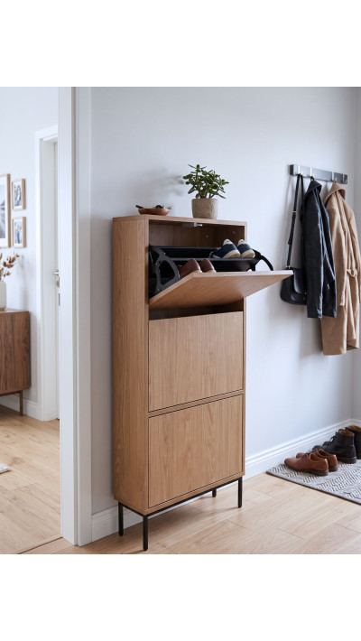 Narrow 20-cm Shoe Cabinet – Casella Brown Oak | Papierówka