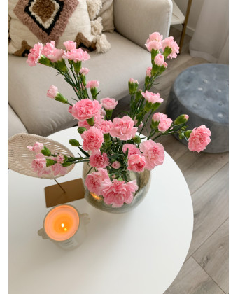 STELLA - round coffee table with a gold frame