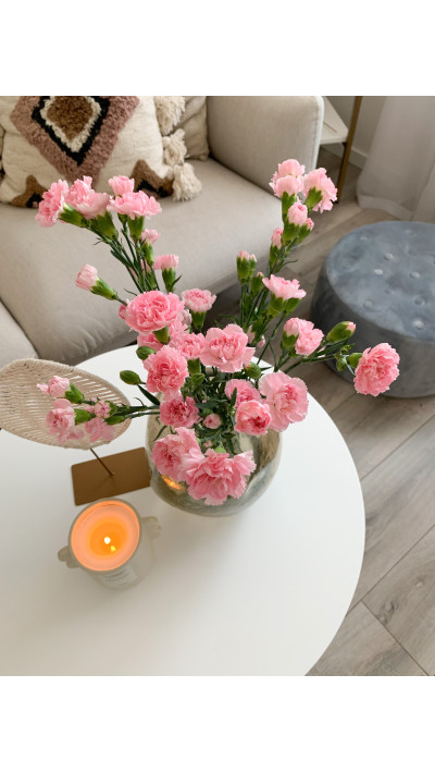 STELLA - round coffee table with a gold frame