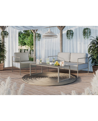 Modern BOHO garden table with a simple, aluminum frame in the boho style Modern BOHO garden table with a simple, aluminum frame in the boho style