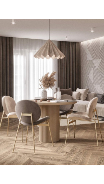 A visually light table in the Japandi and Organic Modern styles
