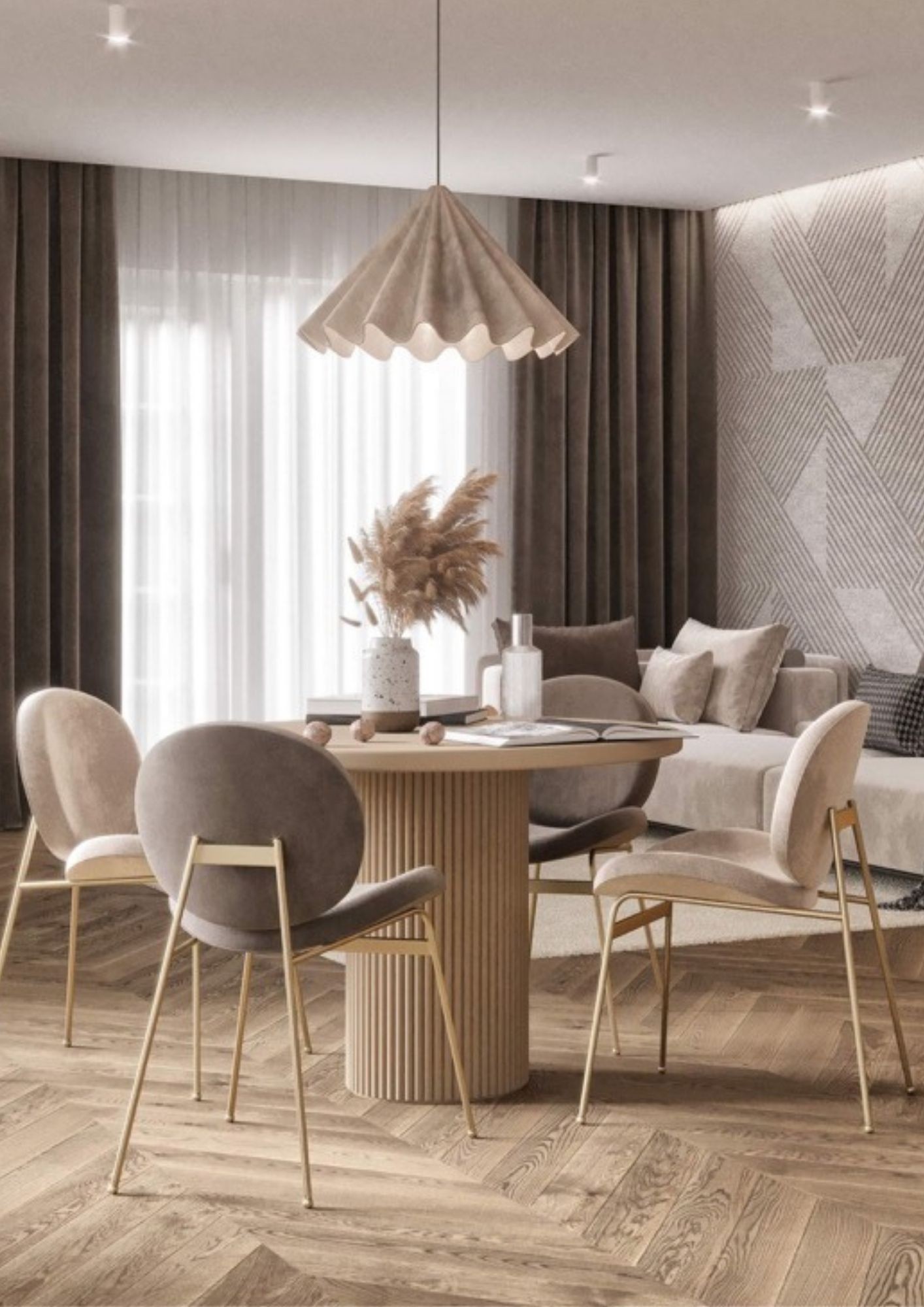 Lekki wizualnie stół w stylu japandi i organic modern