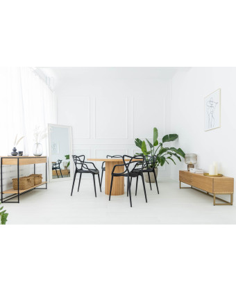 IZUMI Round Table with a Natural Veneer Top