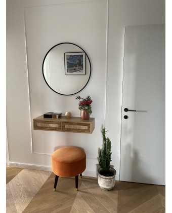 MILEY RATTAN Wall-Mounted Cabinet with a rattan front and a wooden frame in a boho style