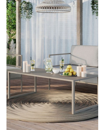 Modern BOHO garden table with a simple, aluminum frame in the boho style Modern BOHO garden table with a simple, aluminum frame in the boho style