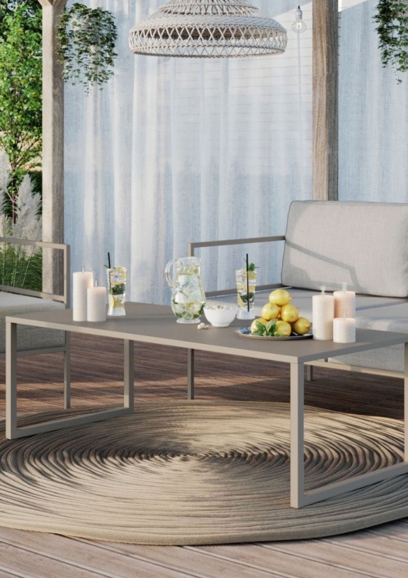 Nowoczesny stolik ogrodowy BOHO z prostą, aluminiową ramą w stylu boho Nowoczesny stolik ogrodowy BOHO z prostą, aluminiową ramą w stylu boho