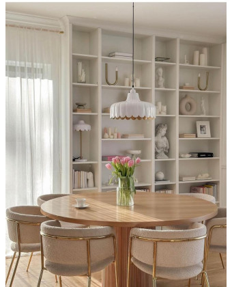 IZUMI Round Table with a Natural Veneer Top